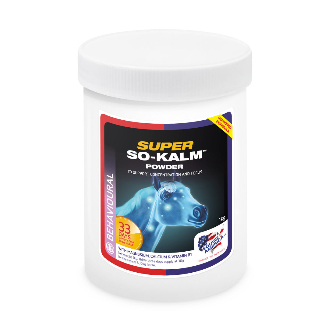 <h6 style="text-align:left;"><span style="font-size:10pt;font-family:'Arial Unicode MS', sans-serif;background:#FFFFFF;">Super So-Kalm powder provides three key micronutrients to help the horse to maintain a calm outlook and concentrate on his work</span></h6>